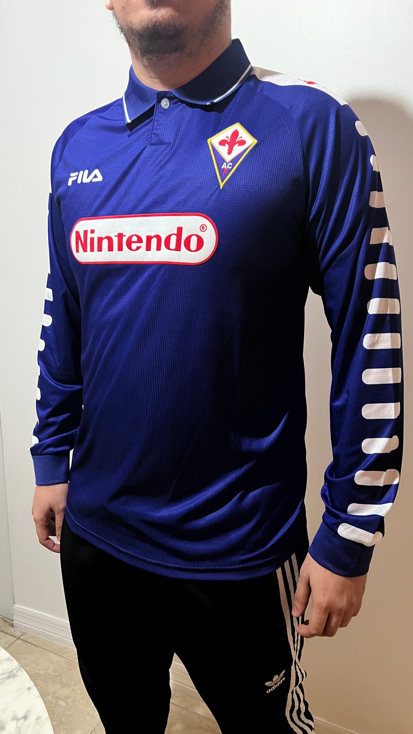 Fiorentina 1998/99 Local Manga Larga - Camiseta Retro