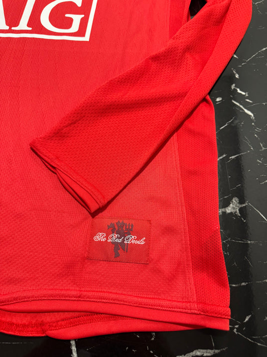 Manchester United 2007/08 Local Manga Larga - Camiseta Retro