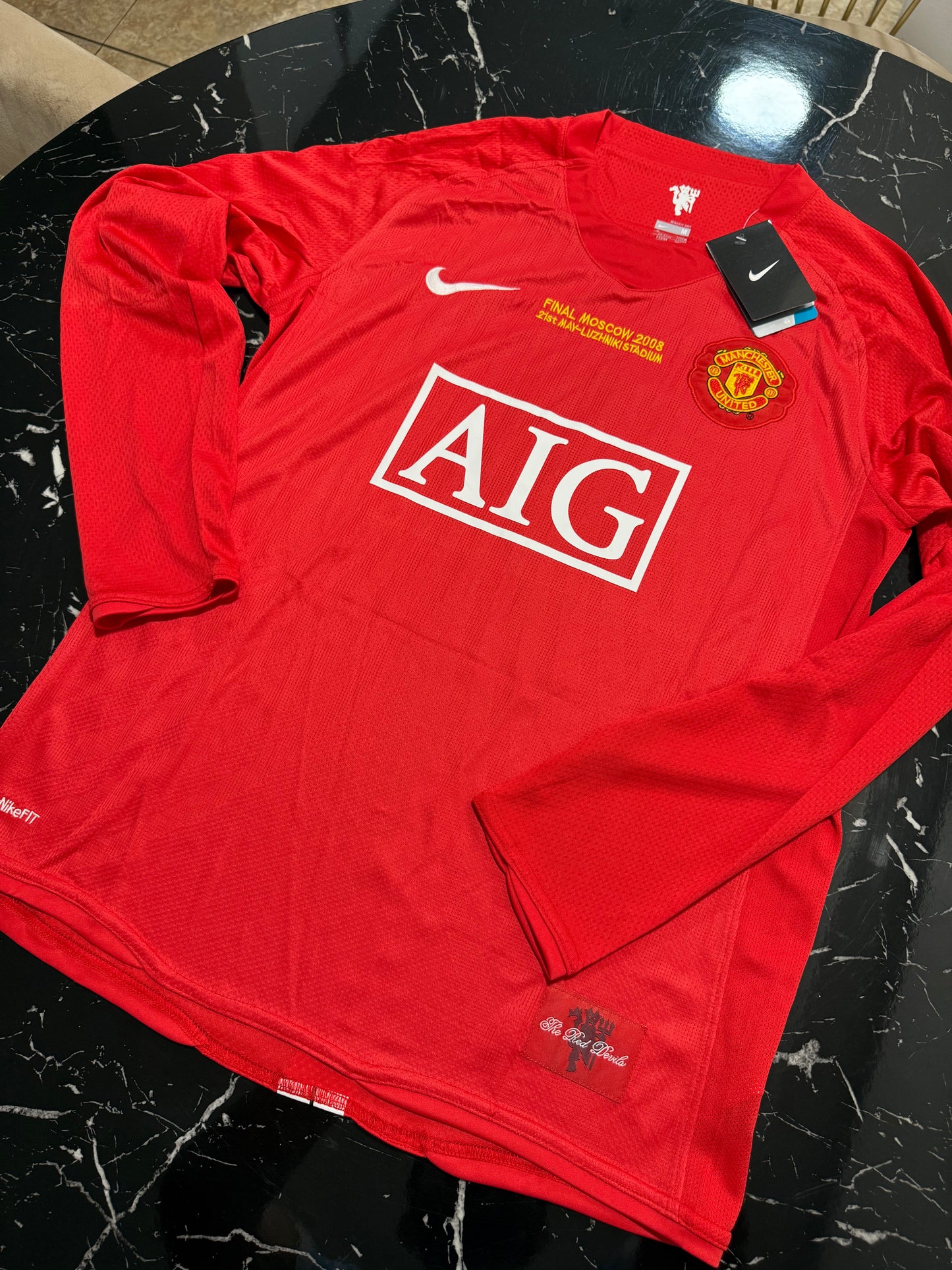 Manchester United 2007/08 Local Manga Larga - Camiseta Retro