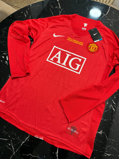 Manchester United 2007/08 Local Manga Larga - Camiseta Retro