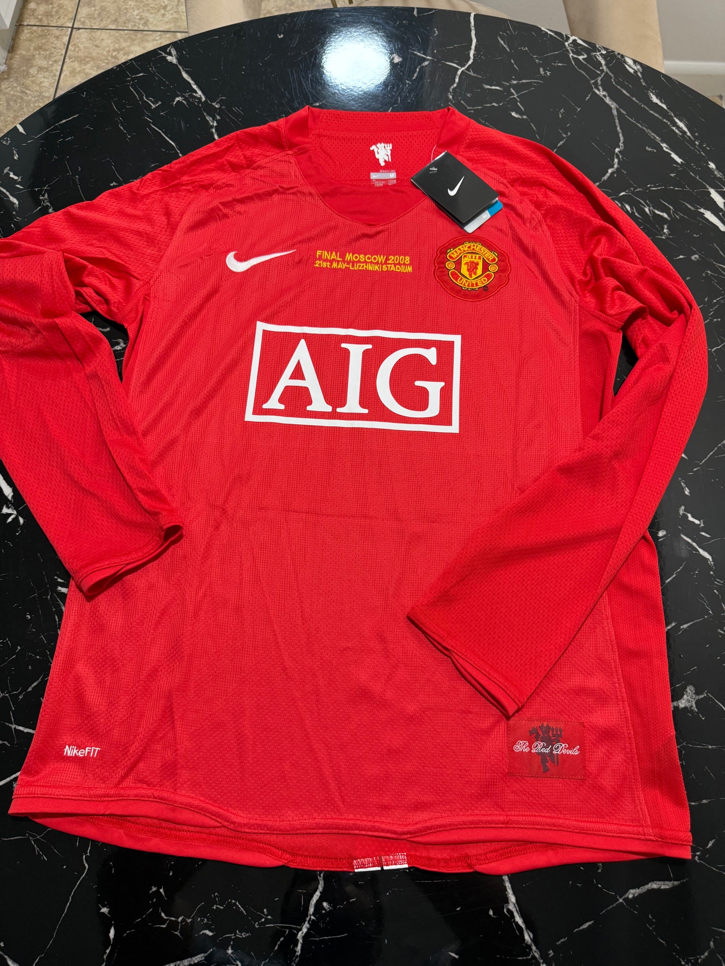 Manchester United 2007/08 Local Manga Larga - Camiseta Retro