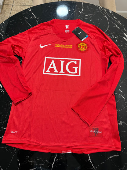 Manchester United 2007/08 Local Manga Larga - Camiseta Retro