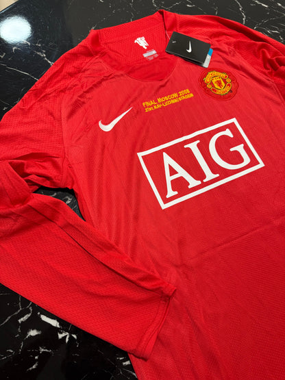 Manchester United 2007/08 Local Manga Larga - Camiseta Retro