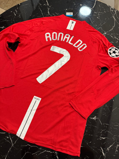 Manchester United 2007/08 Local Manga Larga - Camiseta Retro