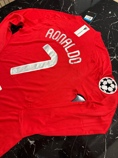 Manchester United 2007/08 Local Manga Larga - Camiseta Retro