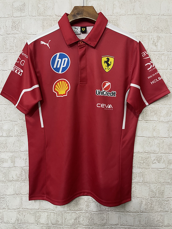 🟡 Ferrari 2025 – Polo F1 Rojo con Cuello