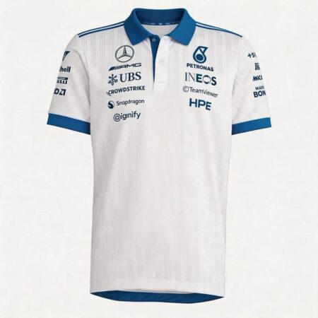 🟡 Mercedes 2026 – Polo F1 Blanco, Modelo 2