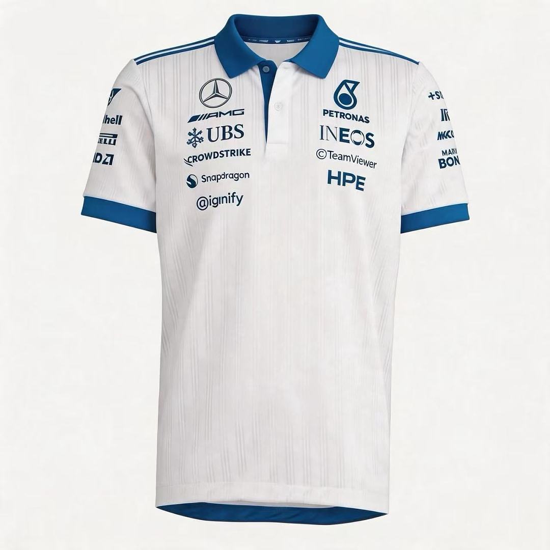 🟡 Mercedes 2026 – Polo F1 Blanco, Modelo 2